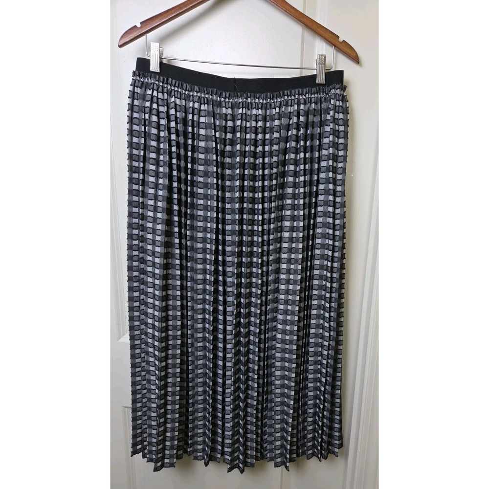 Ted Baker London Coliin Pleated Skirt Black White Plaid Check Size 4 Pull On - Picture 4 of 9